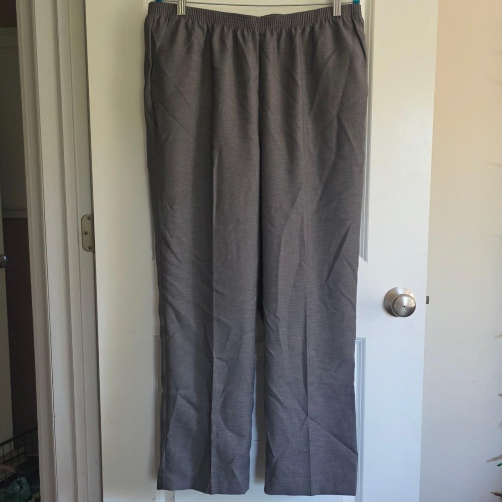 Alfred Dunner Gray Pull On Business Casual Office Pants Elastic Waist Size 16W